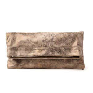 Mollie Cross-Body Convertible Leather Clutch in Gold by CoFi